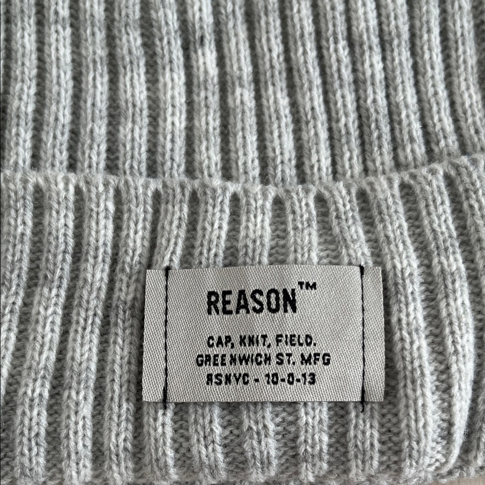 Reason Gray Ribbed Knit Beanie - Picture 4 of 4